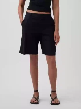 Pantaloncini in misto lino a vita bassa da 9″
