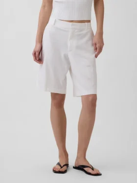 Pantaloncini in misto lino a vita bassa da 9″