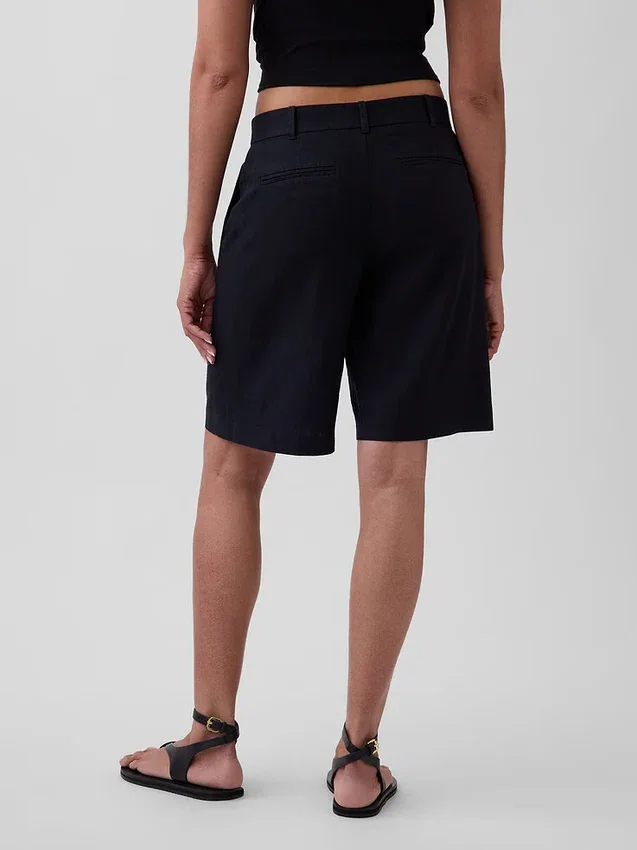 Pantaloncini in misto lino a vita bassa da 9"