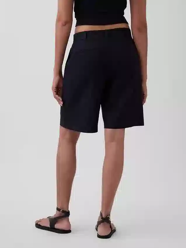 Pantaloncini in misto lino a vita bassa da 9"
