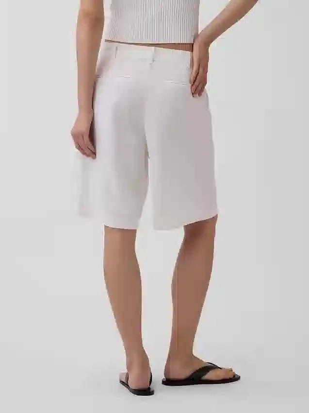 Pantaloncini in misto lino a vita bassa da 9"