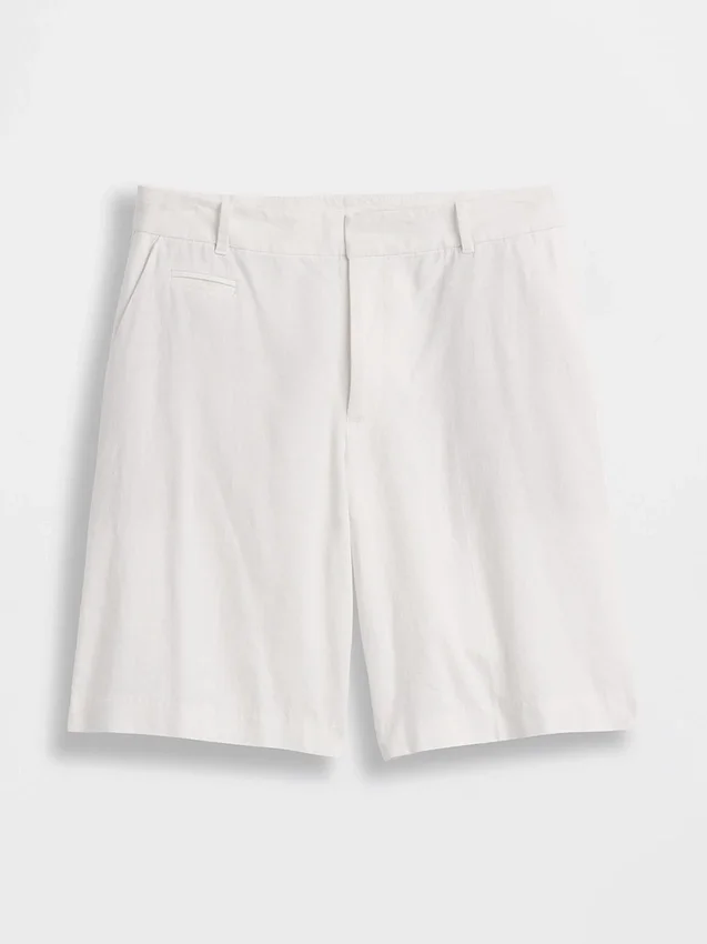 Pantaloncini in misto lino a vita bassa da 9"