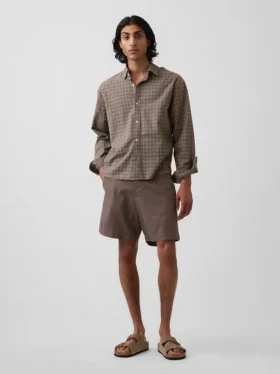 Pantaloncini in misto lino e cotone da 7,5"