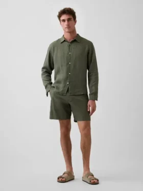 Pantaloncini in misto lino e cotone da 7,5"