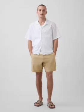 Pantaloncini in misto lino e cotone da 7,5"