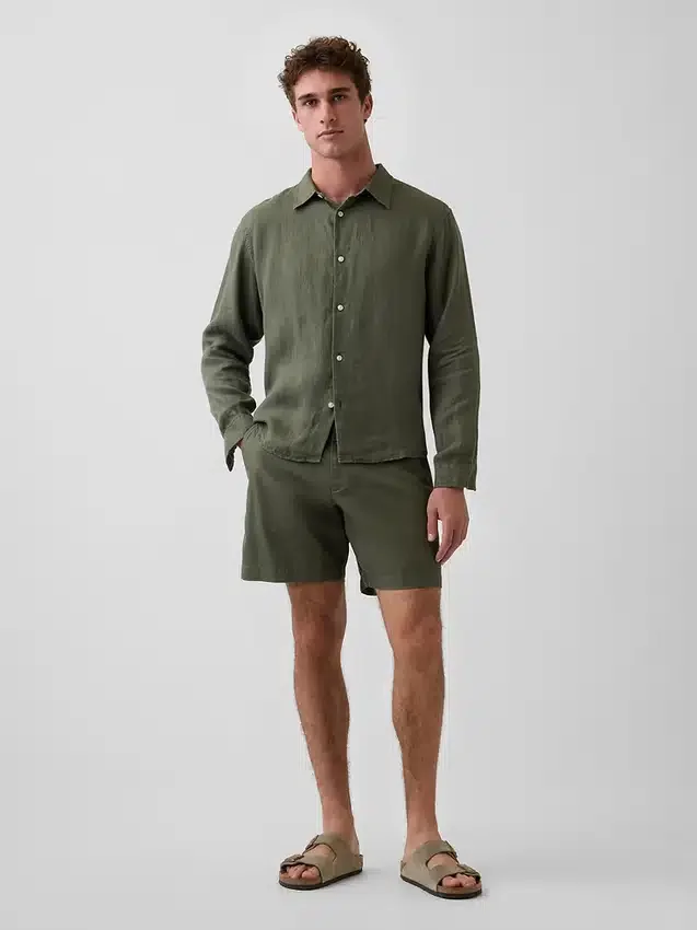 Pantaloncini in misto lino e cotone da 7,5"