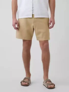 Pantaloncini in misto lino e cotone da 7,5″