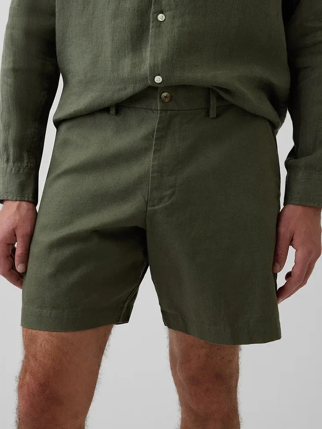 Pantaloncini in misto lino e cotone da 7,5"