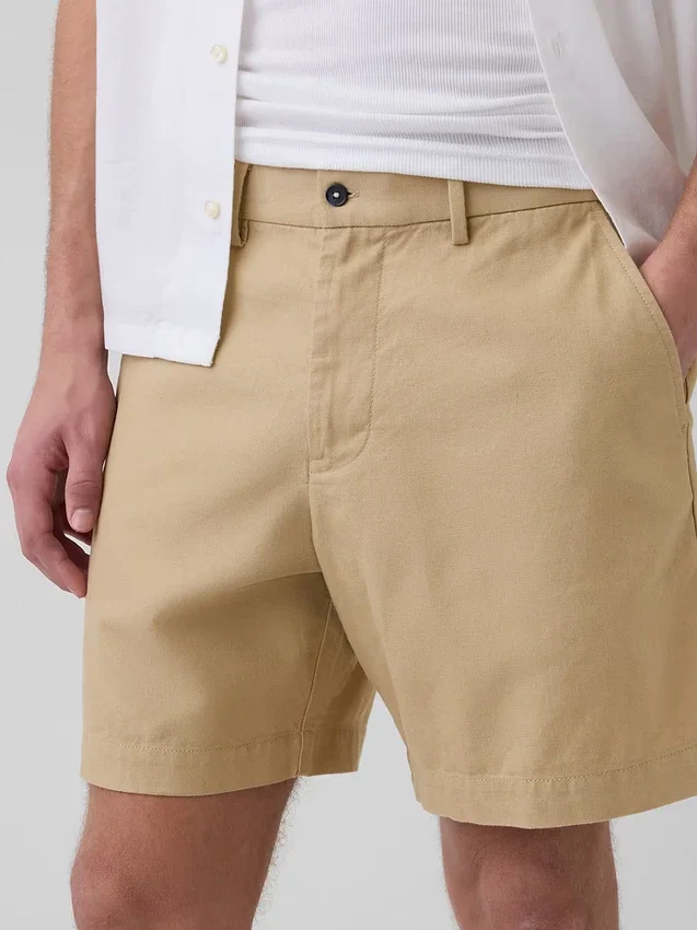 Pantaloncini in misto lino e cotone da 7,5"