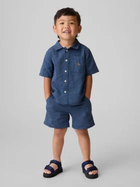 Pantaloncini in misto lino e cotone per neonato & bebè