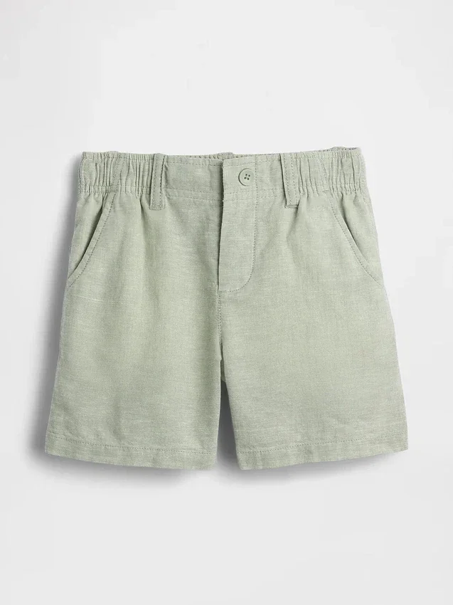 Pantaloncini in misto lino e cotone per neonato & bebè