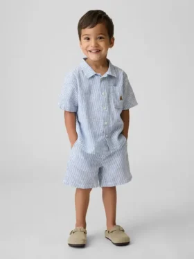 Pantaloncini in misto lino e cotone per neonato & bebè