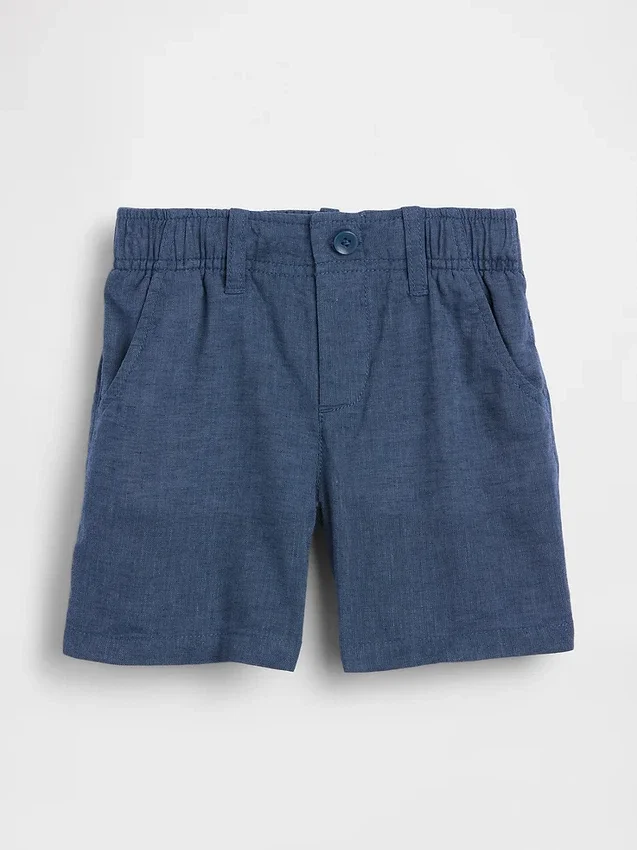 Pantaloncini in misto lino e cotone per neonato & bebè