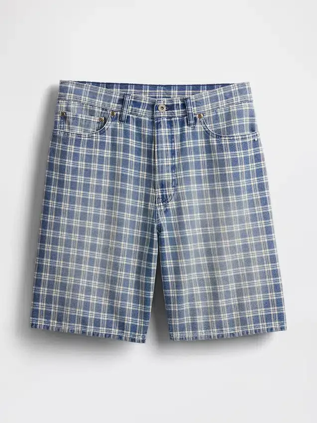Pantaloncini larghi in denim a quadri stile anni ’90