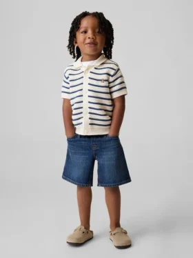 Pantaloncini larghi in denim ultrasoft con elastico in vita per neonato & bebè
