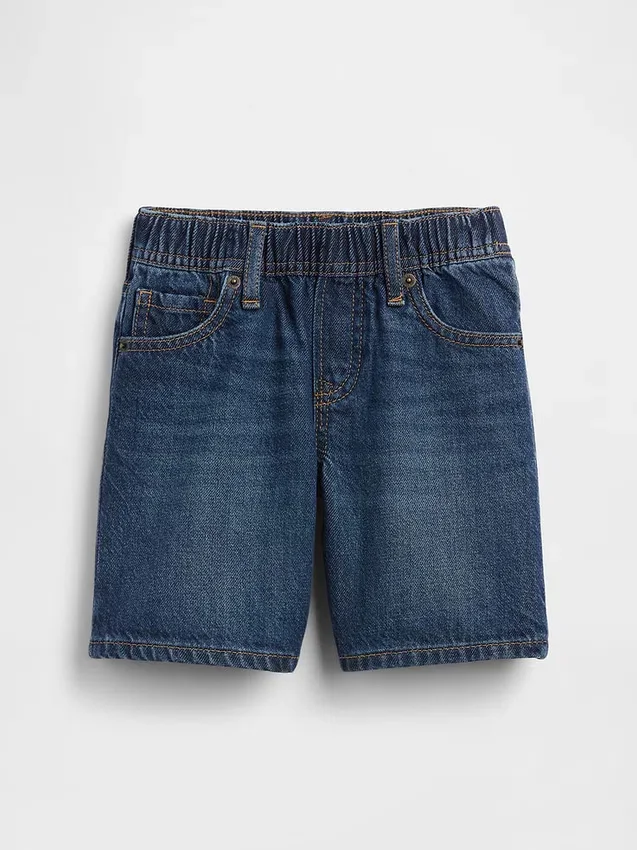 Pantaloncini larghi in denim ultrasoft con elastico in vita per neonato & bebè
