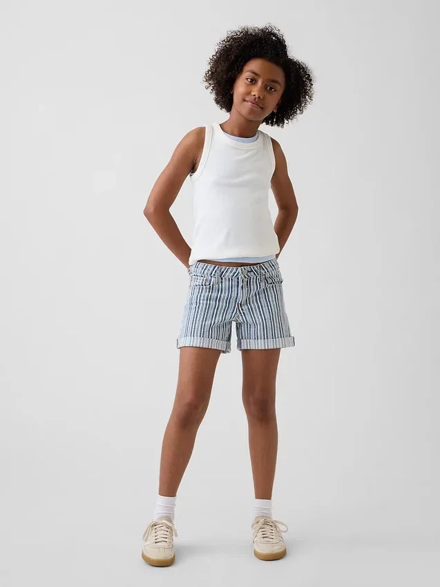 Pantaloncini midi in denim a righe per bambini