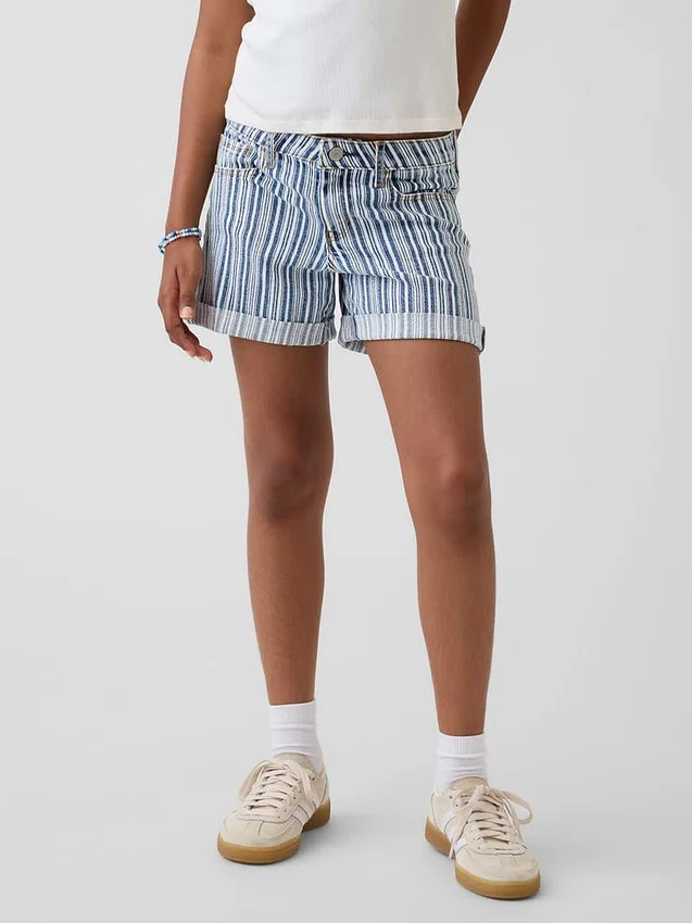 Pantaloncini midi in denim a righe per bambini