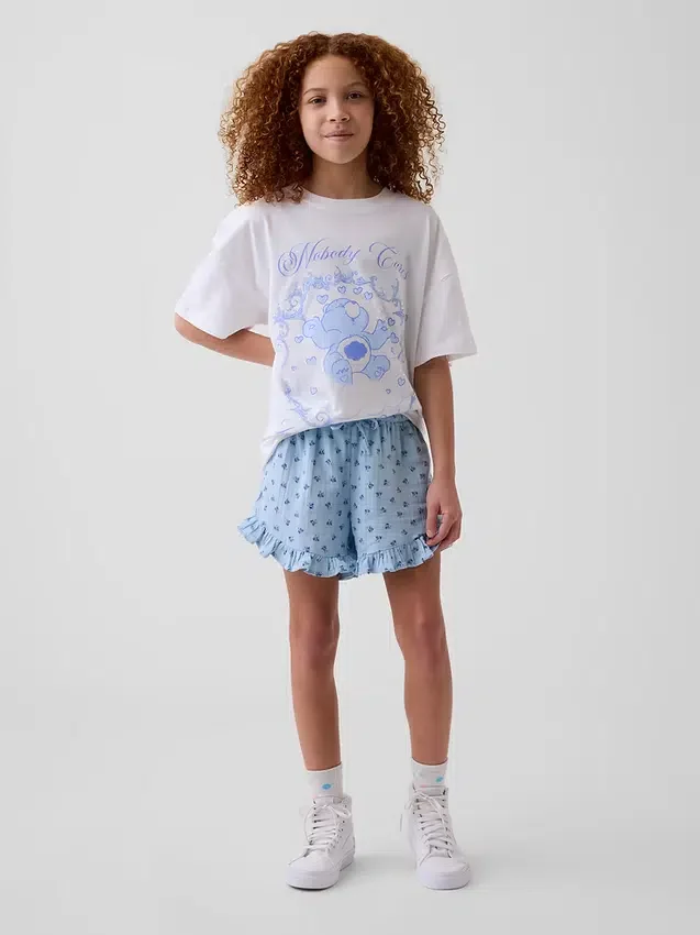 Pantaloncini per bambini in garza di cotone con volant