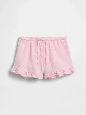 Pantaloncini per bambini in garza di cotone con volant