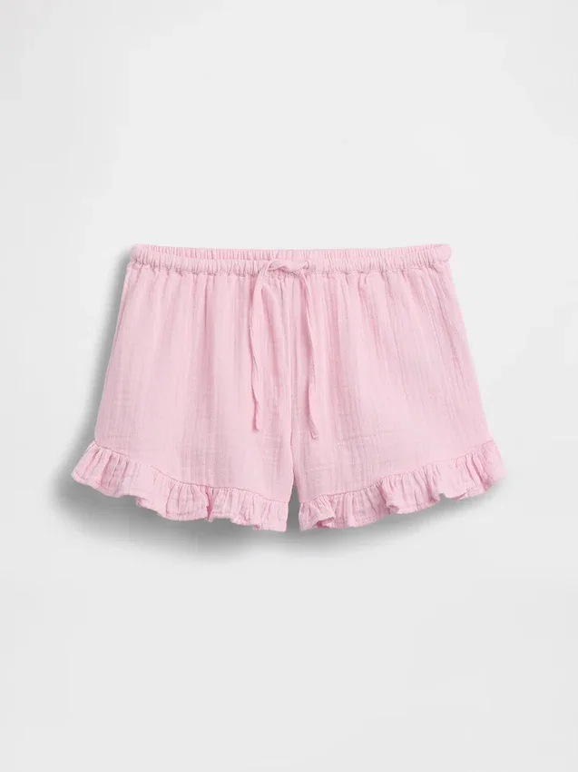 Pantaloncini per bambini in garza di cotone con volant