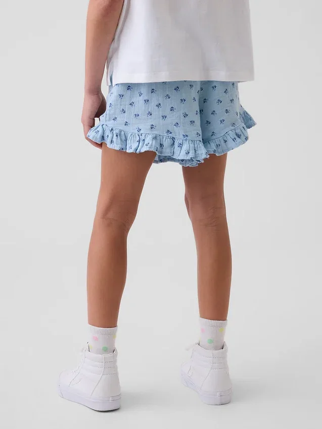Pantaloncini per bambini in garza di cotone con volant