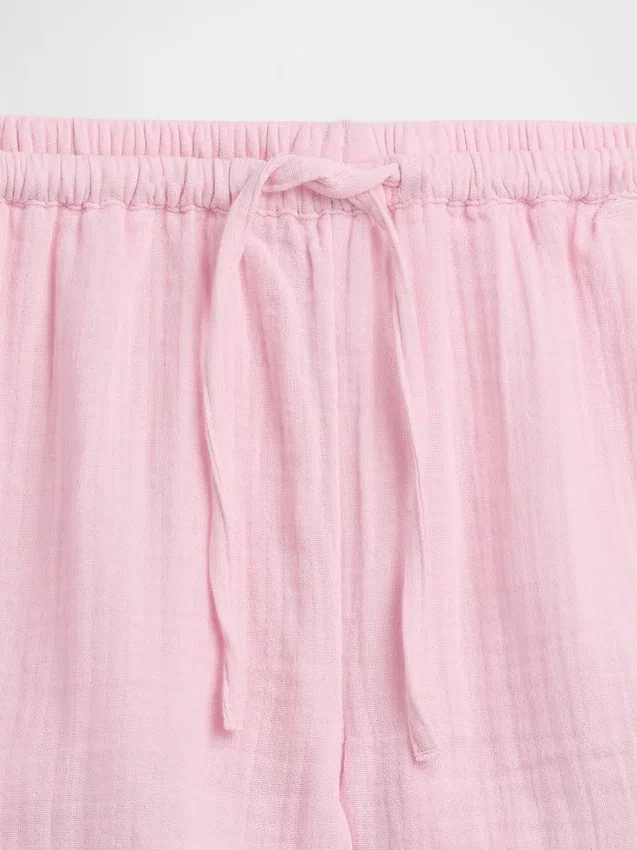 Pantaloncini per bambini in garza di cotone con volant