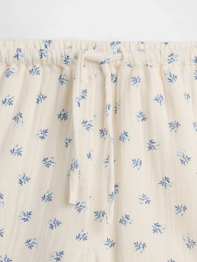 Pantaloncini per bambini in garza di cotone con volant