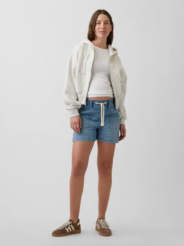 Pantaloncini premaman comodi in denim ultra morbido con pannello intero