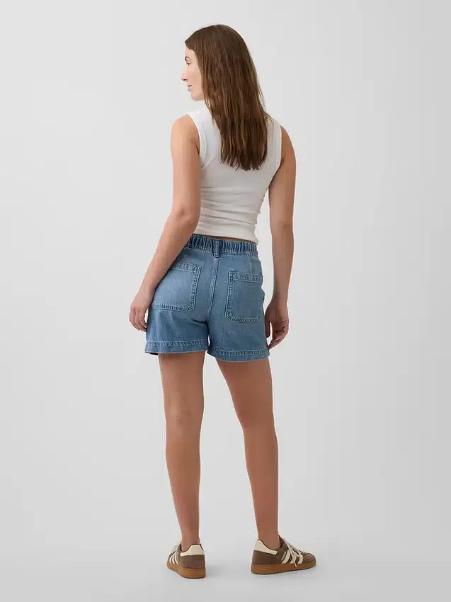 Pantaloncini premaman comodi in denim ultra morbido con pannello intero
