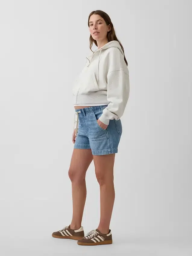Pantaloncini premaman comodi in denim ultra morbido con pannello intero