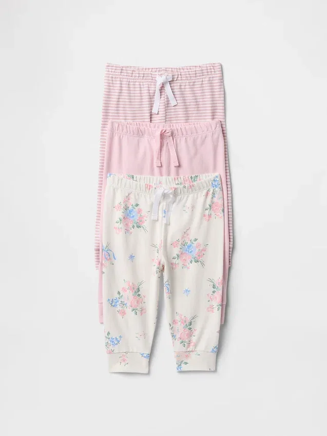 Pantaloni a elastico in cotone biologico Baby First Favorites (confezione da 3)
