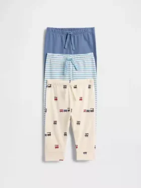 Pantaloni a elastico in cotone biologico Baby First Favorites (confezione da 3)