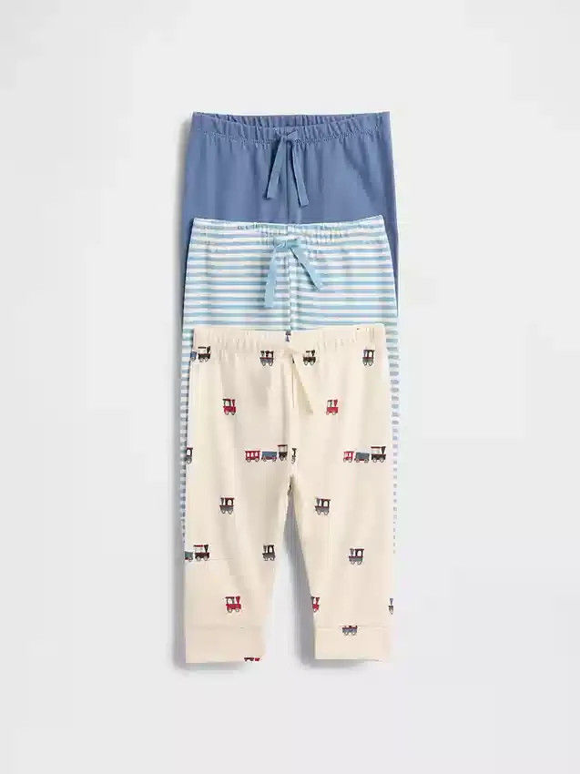 Pantaloni a elastico in cotone biologico Baby First Favorites (confezione da 3)