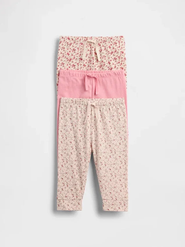 Pantaloni a elastico in cotone biologico Baby First Favorites (confezione da 3)