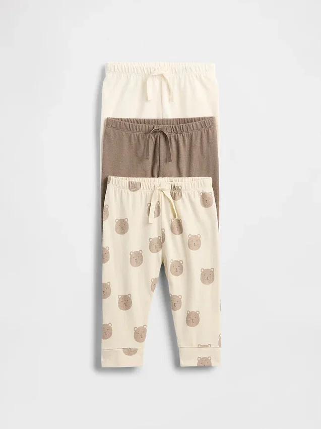Pantaloni a elastico in cotone biologico Baby First Favorites (confezione da 3)