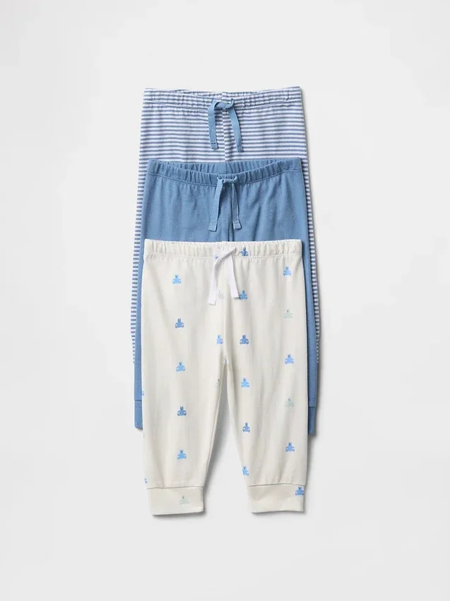 Pantaloni a elastico in cotone biologico Baby First Favorites (confezione da 3)