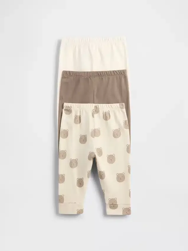 Pantaloni a elastico in cotone biologico Baby First Favorites (confezione da 3)