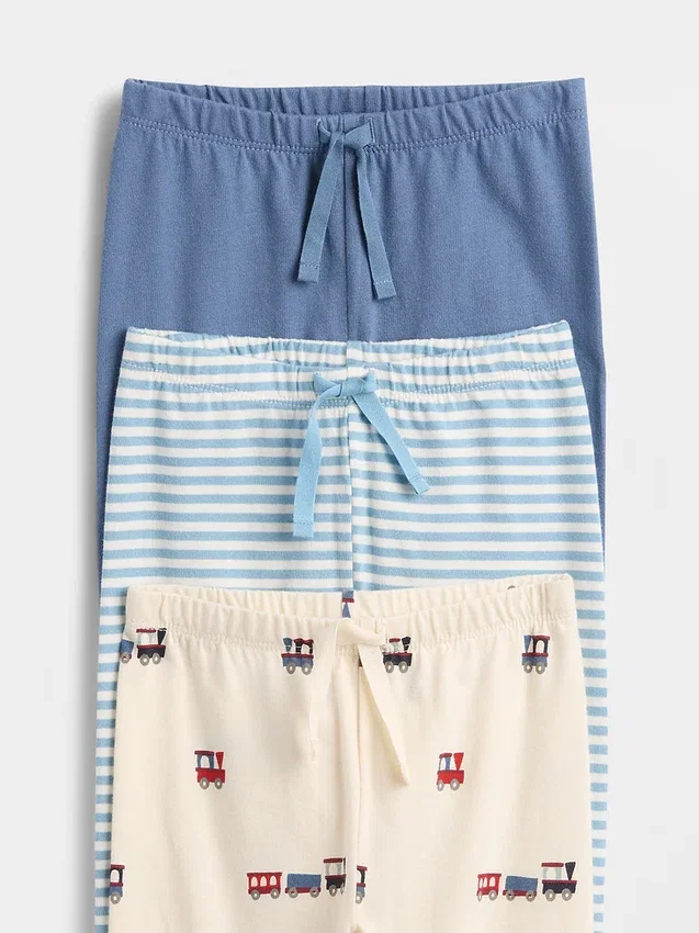 Pantaloni a elastico in cotone biologico Baby First Favorites (confezione da 3)