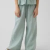 Pantaloni a gamba larga in garza di cotone per bambini