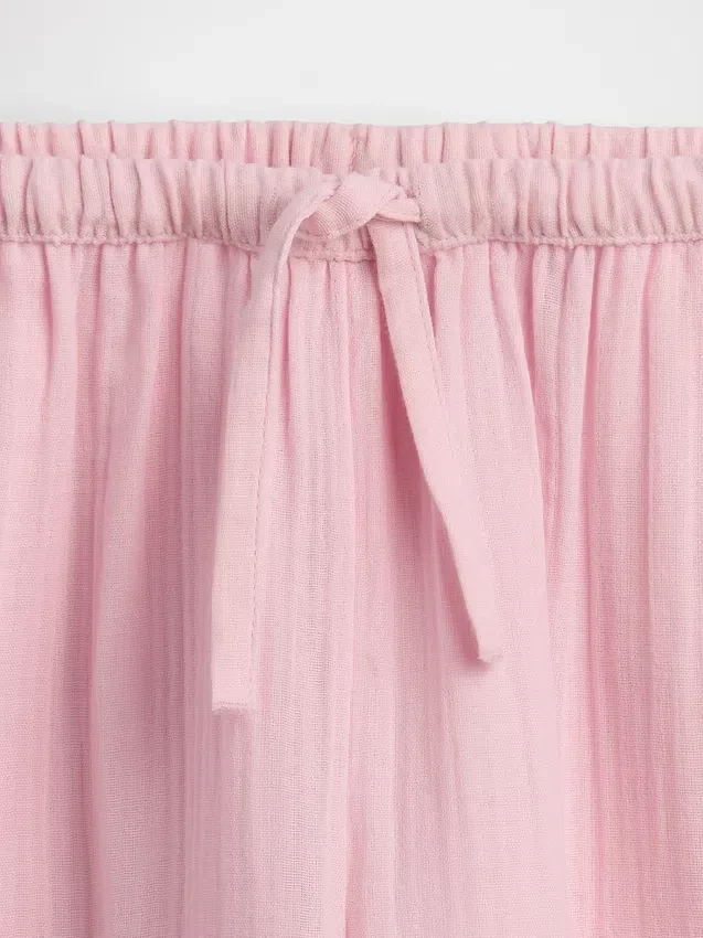 Pantaloni a gamba larga in garza di cotone per bambini