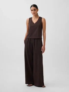 Pantaloni a gamba larga in maglia