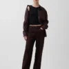 Pantaloni a gamba larga in misto lino e cotone
