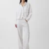 Pantaloni a gamba larga in misto lino e cotone