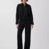 Pantaloni a gamba larga in misto lino e cotone