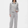 Pantaloni a gamba larga in misto lino e cotone