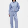 Pantaloni a gamba larga in misto lino e cotone