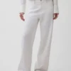 Pantaloni a gamba larga in misto lino e cotone