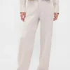 Pantaloni a gamba larga in misto lino e cotone