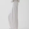 Pantaloni a gamba larga in misto lino e cotone